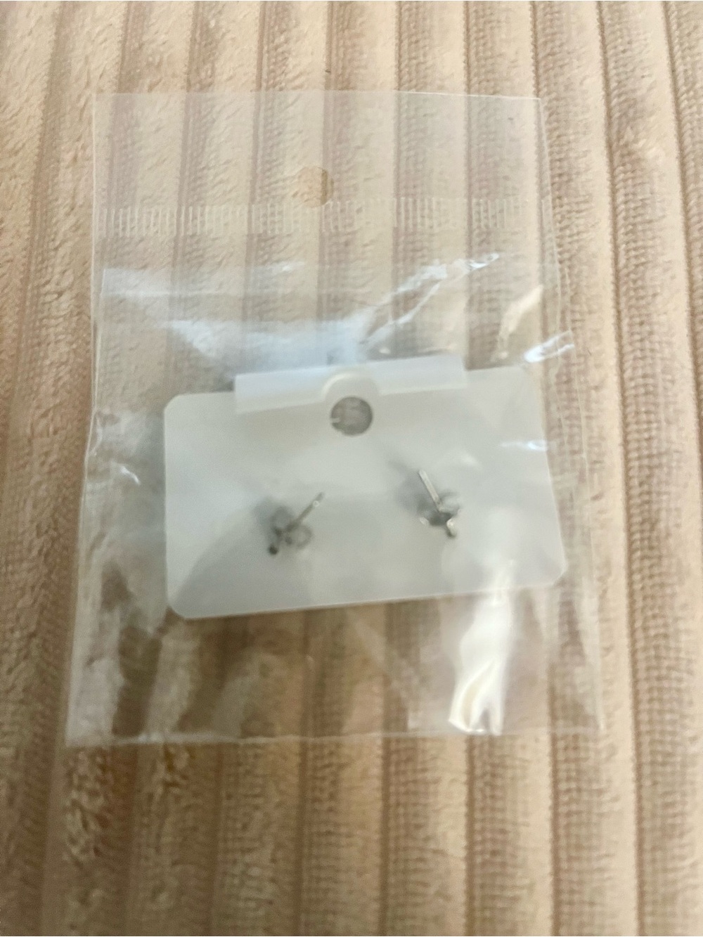 Crystal Accent Stainless Steel Logo-Style Stud Earrings - Silver - Picture 4 of 4